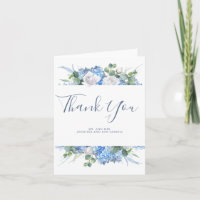 Remerciement de mariage floral verdoyant bleu pous