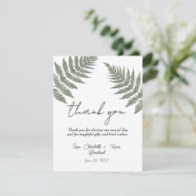 Remerciement de mariage Forest Green Ferns