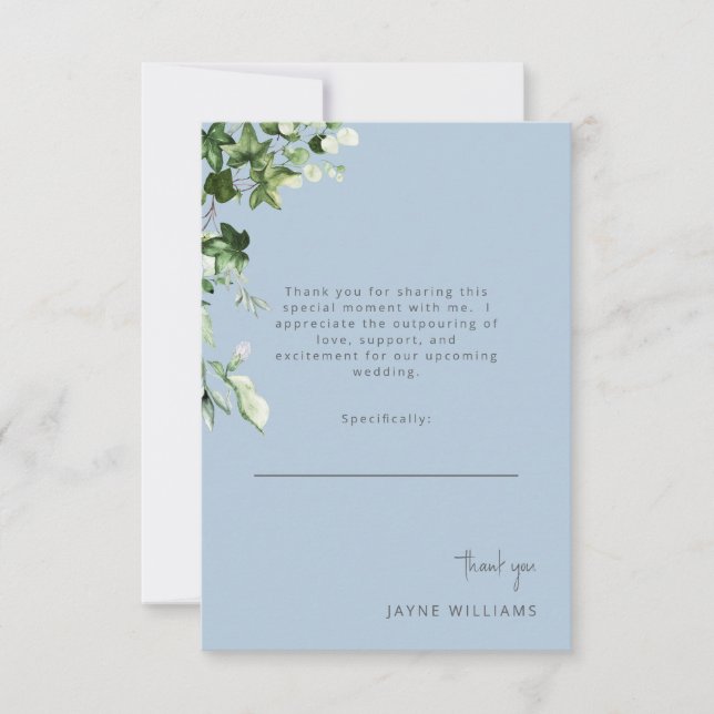 Carte De Remerciements Remerciement de mariage Ivy Sky Blue Message  (Devant)
