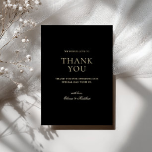 Carte De Remerciements Remerciement de mariage minimaliste formel noir cr