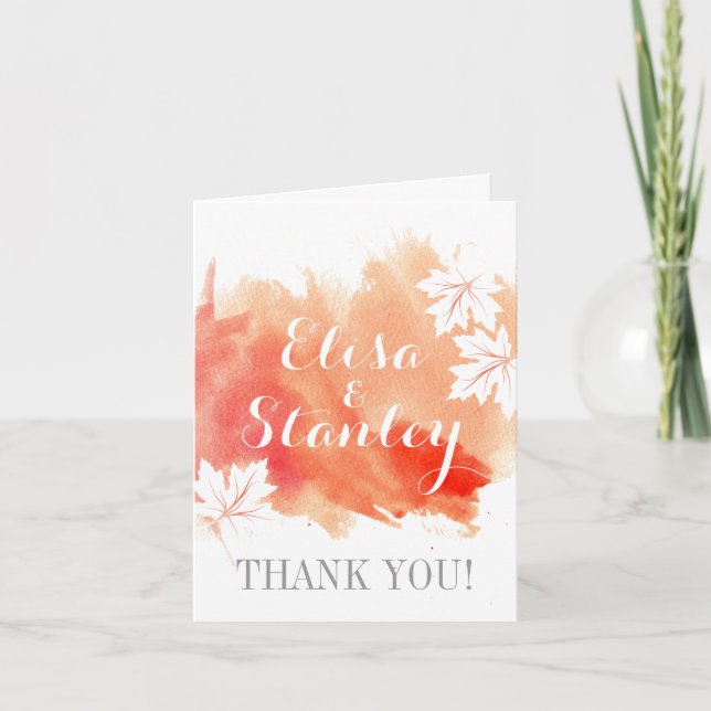 Carte De Remerciements Remerciement de mariage moderne aquarelle corail p (Devant)