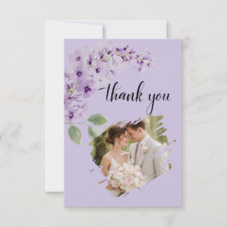 Carte De Remerciements Remerciement de mariage photo aquarelle florale à