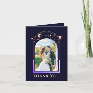Carte De Remerciements Remerciement de mariage photo bleu arc-en-ciel cél