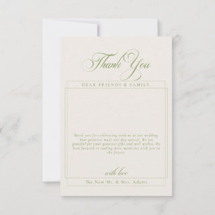 Carte De Remerciements Remerciement de mariage photo calligraphie ivoire 