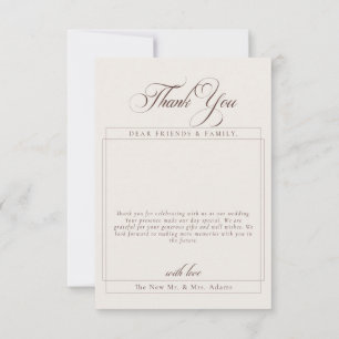 Carte De Remerciements Remerciement de mariage photo calligraphie ivoire 