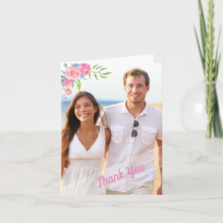 Carte De Remerciements Remerciement de mariage photo florale aquarelle