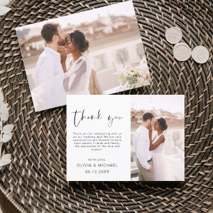 Carte De Remerciements Remerciement de Mariage Photo Minimaliste Moderne