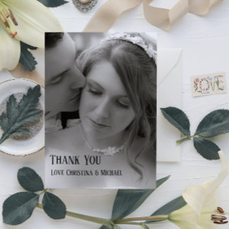 Carte De Remerciements Remerciement de mariage photo moderne minimaliste