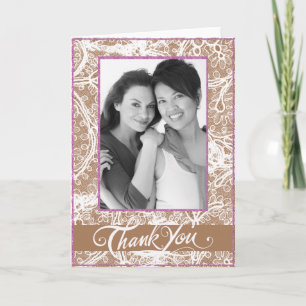 Carte De Remerciements Remerciement de mariage photo taupe et lavande