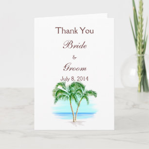 Carte De Remerciements Remerciement de mariage Plage et Palmiers