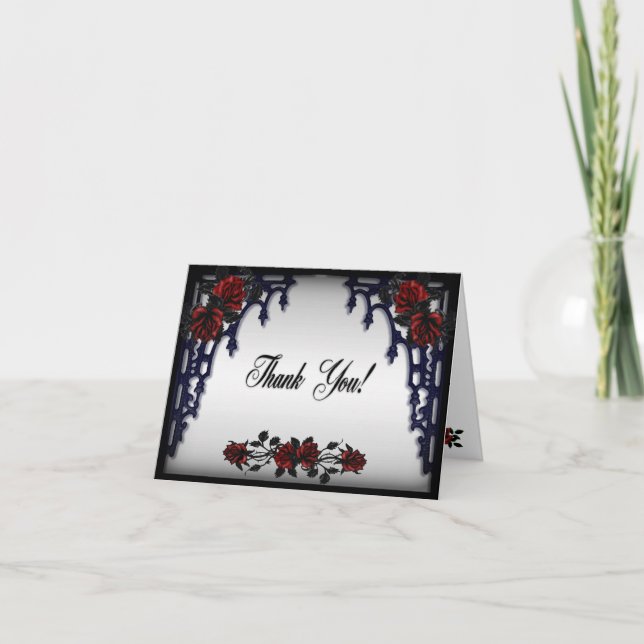 Carte De Remerciements Remerciement de mariage porte en fer Rose Rouge Go (Devant)