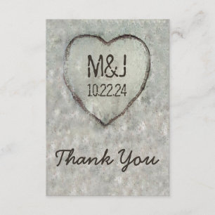 Carte De Remerciements Remerciement de mariage pour bouleau à cœur sculpt