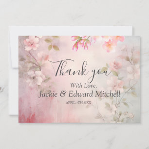 Carte De Remerciements Remerciement de mariage romantique aux fleurs rose