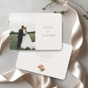 Carte De Remerciements Remerciement de mariage Rose Blanc cassé