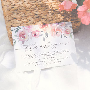 Carte De Remerciements Remerciement de mariage Rose Pâle & Bleu Ardoise