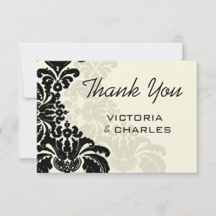 Carte De Remerciements Remerciement de mariage Royal Black Damask