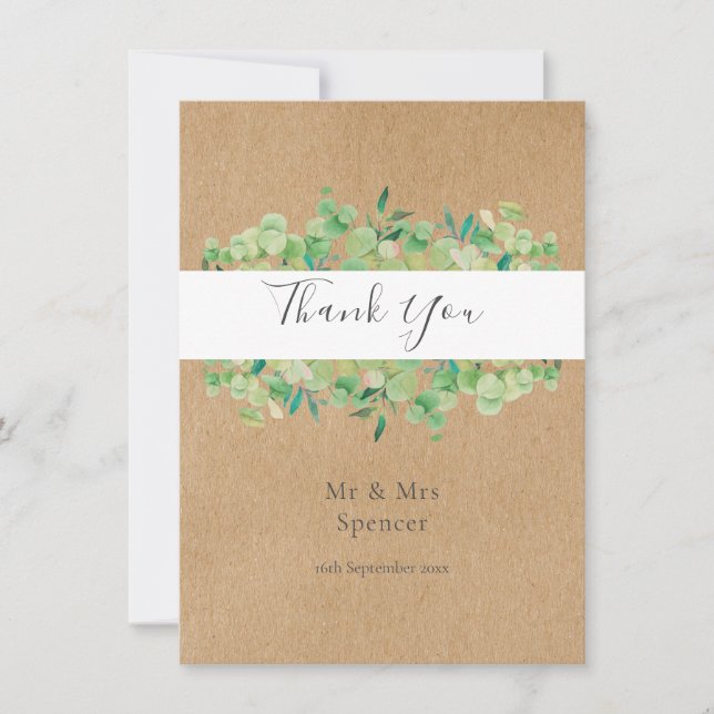 Carte De Remerciements Remerciement de mariage Rustique Eucalyptus Verdur (Devant)