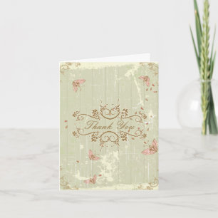 Carte De Remerciements Remerciement de mariage rustique vintage crème