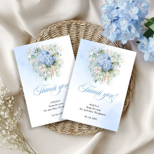Carte De Remerciements Remerciement de mariage tendance bleu floral eucal