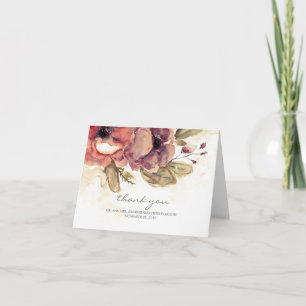 Carte De Remerciements Remerciement de mariage vintage aquarelle florale