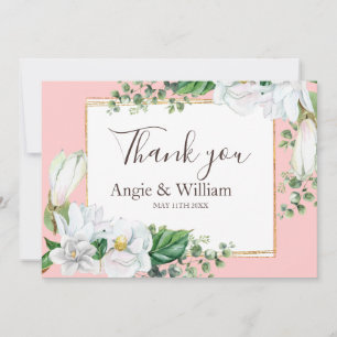 Carte De Remerciements Remerciement de mariage Watercolor Magnolia Blush