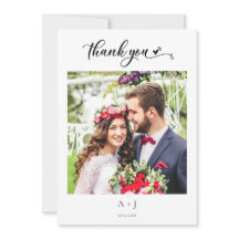 Remerciement de monogramme de mariage avec cœur éc