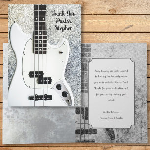 Carte De Remerciements Remerciement de pasteur de musique pour guitare