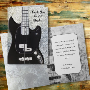 Carte De Remerciements Remerciement de pasteur de musique pour guitare