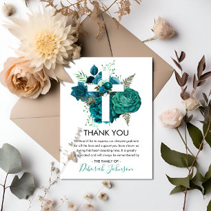 Carte De Remerciements Remerciement de photo de funérailles florales reli