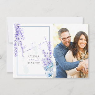 Carte De Remerciements Remerciement de photo de mariage   Aquarelle lavan