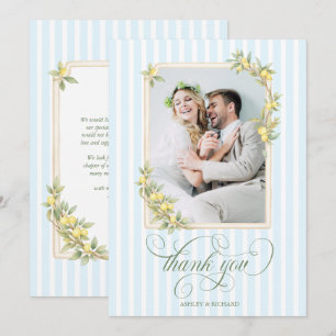 Carte De Remerciements Remerciement de photo de mariage au citron méditer