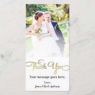 Carte De Remerciements Remerciement de photo de mariage brillant feuille 
