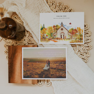 Carte De Remerciements Remerciement de photo de mariage de chapelle autom