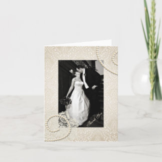 Carte De Remerciements Remerciement de photo de mariage en damas d'ivoire