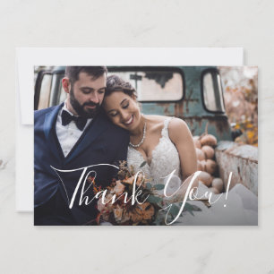 Carte De Remerciements Remerciement de photo de mariage floral bleu pouss