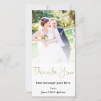 Remerciement de photo de mariage mince feuille d'o
