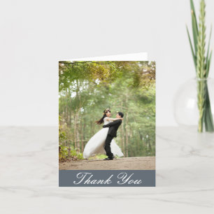 Carte De Remerciements Remerciement de photo de mariage personnalisé vert