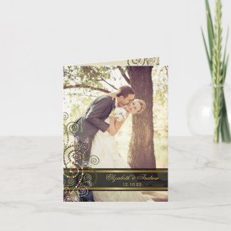 Carte De Remerciements Remerciement de photo de mariage spirales vertes é
