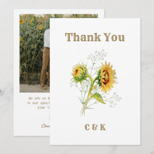 Carte De Remerciements Remerciement de photo de tournesol de campagne rus
