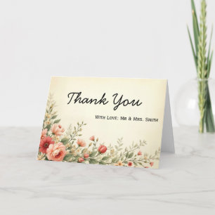 Carte De Remerciements Remerciement de police élégant chic floral personn