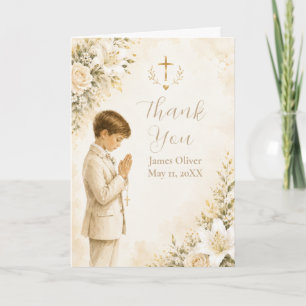 Carte De Remerciements Remerciement de première communion florale