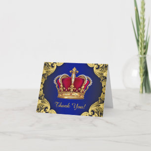 Carte De Remerciements Remerciement de prince bleu royal et or