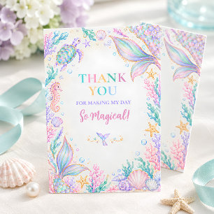 Carte De Remerciements Remerciement de sirène à l'aquarelle