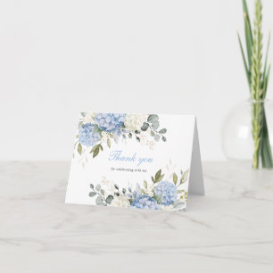 Carte De Remerciements Remerciement de verdure élégante de hortensia bleu