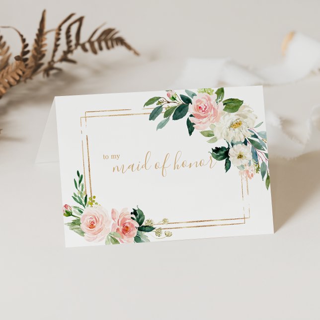 Carte De Remerciements Remerciement Demoiselle d'Honneur Géométrique Vert (Créateur téléchargé)