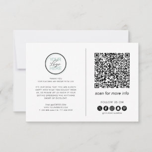 Carte De Remerciements Remerciement d'entreprise - Logo, Code QR et Média