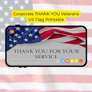 Carte De Remerciements Remerciement d'entreprise VÉTÉRANS Drapeau américa