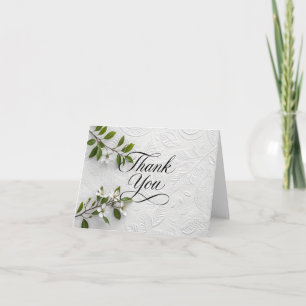 Carte De Remerciements Remerciement élégant à texture de fleurs blanches