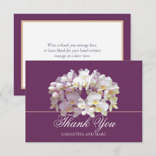 Carte De Remerciements Remerciement Élégant Chic Mariage Fête Orchidée Bl