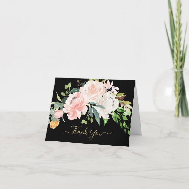 Carte De Remerciements Remerciement Élégant pour Baby Shower aux Fleurs R (Devant)
